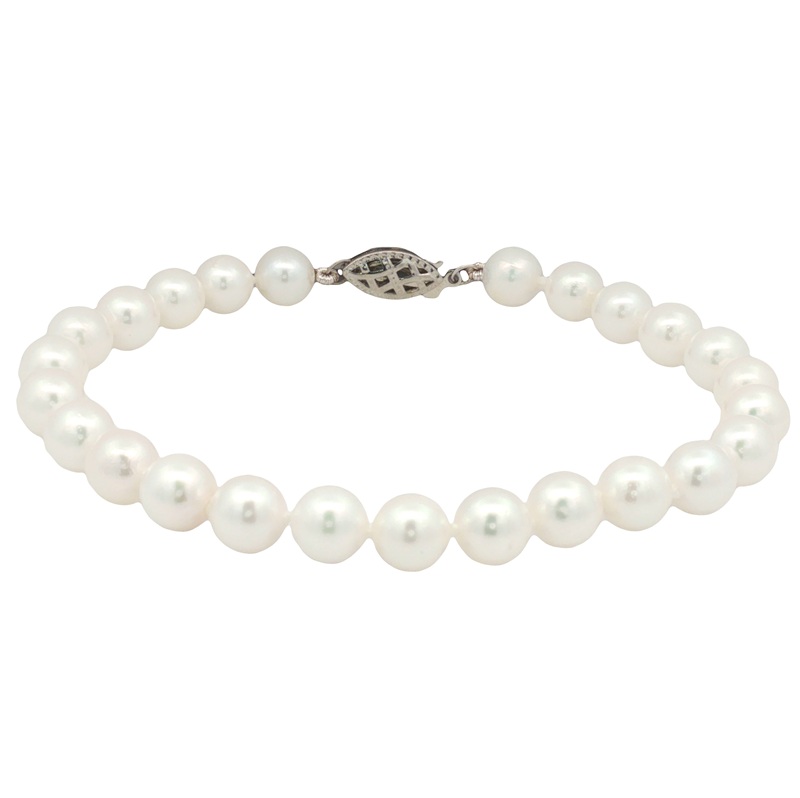 6x6.5mm AA+ Akoya Pearl Bracelet with 14K White Gold